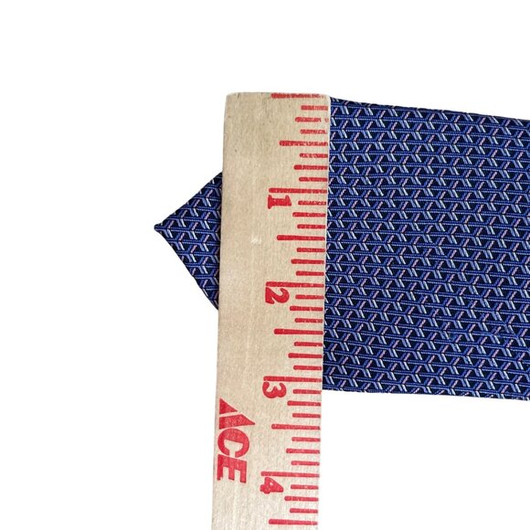 Michael Kors Mens Silk Tie Geometric Pattern Blue & Purple 58" Length - Picture 3 of 7